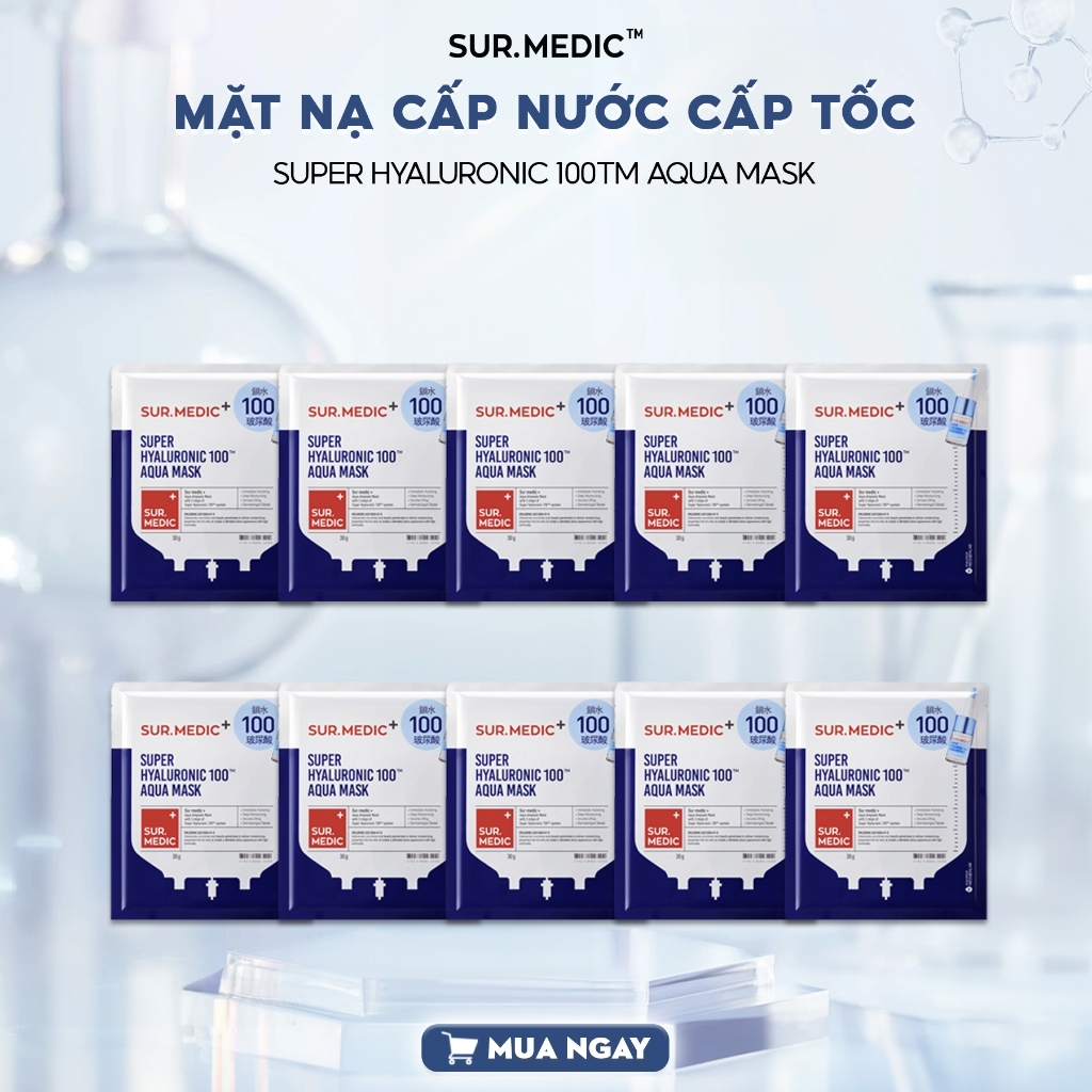 Mặt Nạ Hỗ Trợ Cấp Nước Chuyên Sâu Sur.Medic+ Super Hyaluronic 100™ Aqua Mask 30g