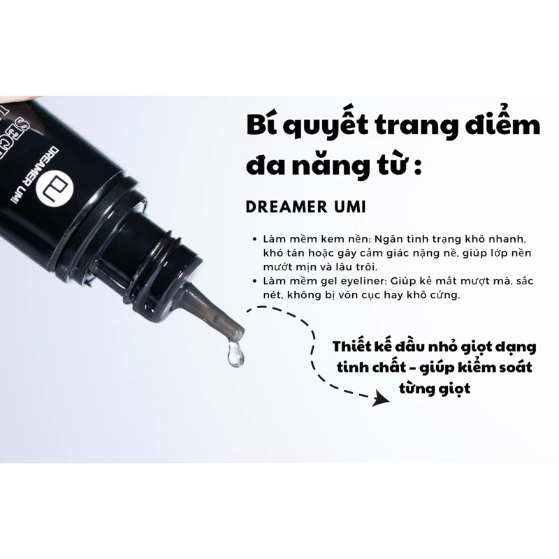 Tinh Chất Chống Nước Trang Điểm DREAMER UMI Secret Liquid Giữ Lớp Makeup Lâu Trôi