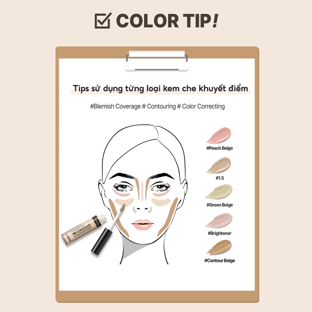 Che Khuyết Điểm The Saem Cover Perfection Tip Concealer SPF28/PA++ 6.5g
