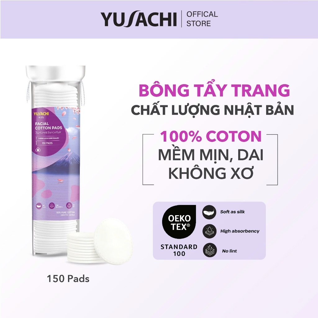 Bông Tẩy Trang Cao Cấp Yusachi 100% Cotton Mềm Mịn