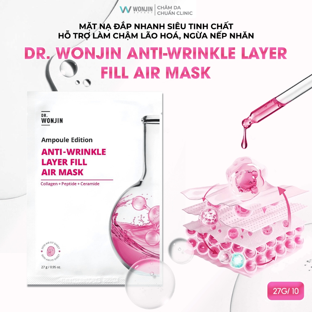 Mặt Nạ Siêu Tinh Chất Giúp Nâng Cơ Và Hỗ Trợ Trẻ Hóa Da Dr. Wonjin Anti-Wrinkle Layer Fill Air Mask 27Gr (Hồng)