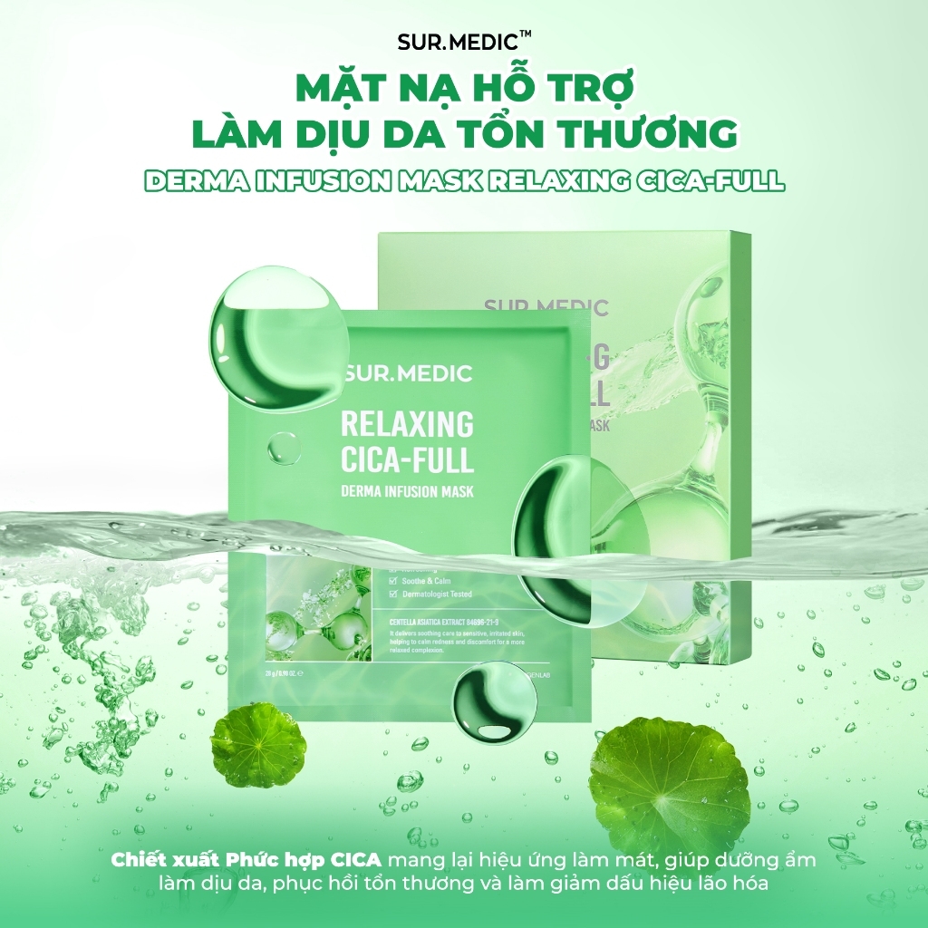 Mặt Nạ Làm Dịu Da Sur.Medic Derma Infusion Mask Relaxing Cica-Full 28g