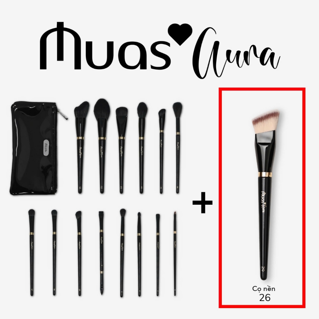 Bộ Cọ Trang Điểm cá Nhân MUA.s Aura 14 Cây Kèm Túi Bộ Cọ Trang Điểm Chuyên Nghiệp Chất Lông Mền Mịn