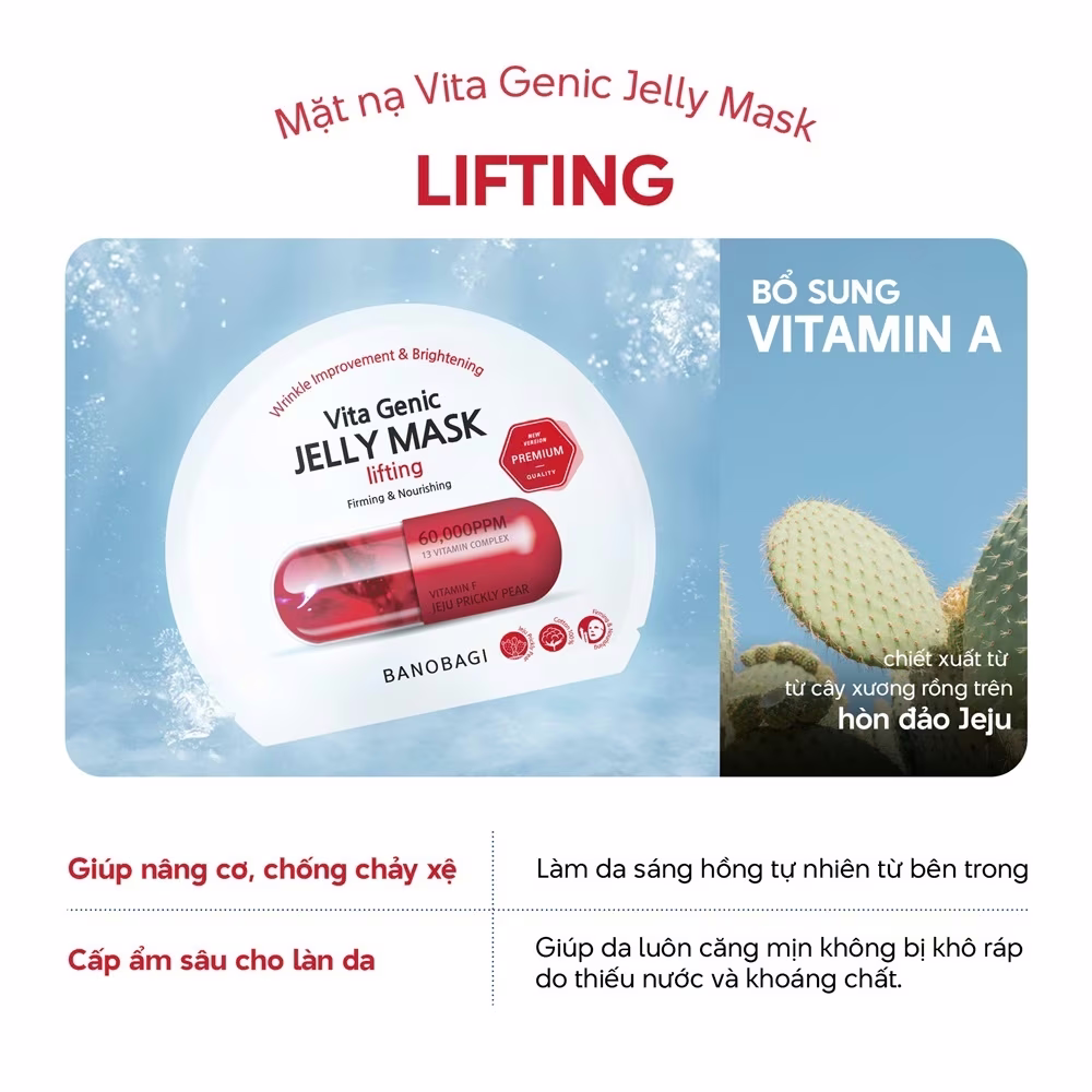 Mặt Nạ Cấp Ẩm, Nâng Cơ  Banobagi Vita Genic Jelly Mask Lifting 30g (Đỏ)