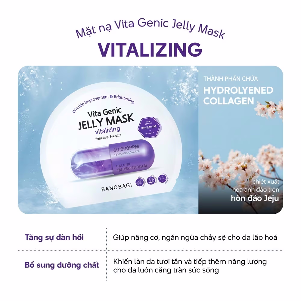 Mặt Nạ Banobagi Premium Vita Genic Jelly Mask Vitalizing Nâng Cơ, Chống Lão Hóa 30g (Tím)
