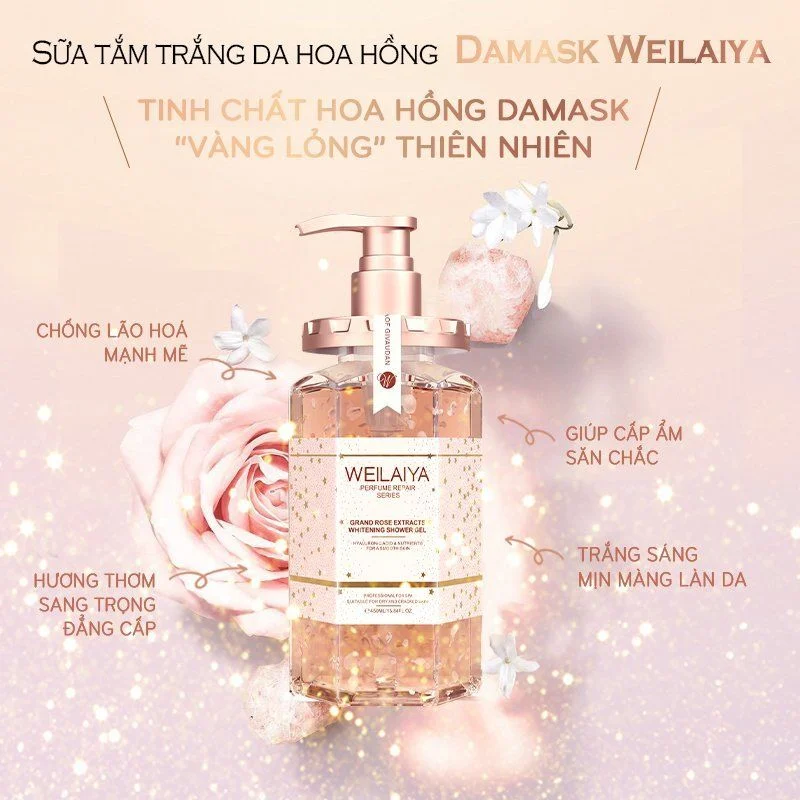 Sữa Tắm Trắng Da Hoa Hồng Damask Weilaiya Grand Rose Extracts Whitening Shower Gel