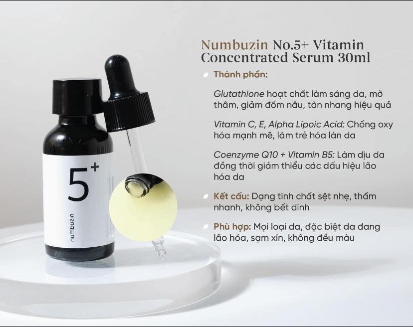 Tinh Chất  Dưỡng Sáng Da   Serum Numbuzin 5+ Vitamin Concentrated