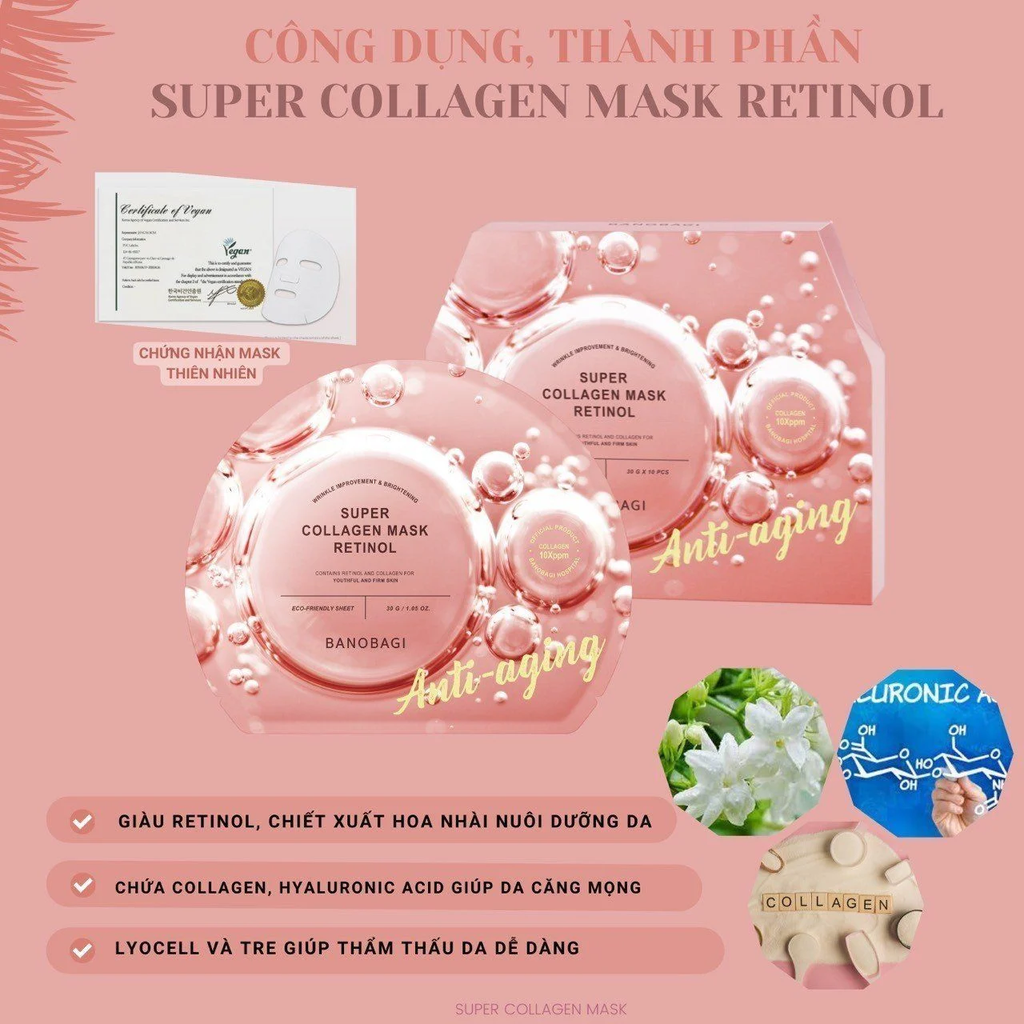 Mặt Nạ Giảm Nếp Nhăn Banobagi Super Collagen Mask Retinol 30g