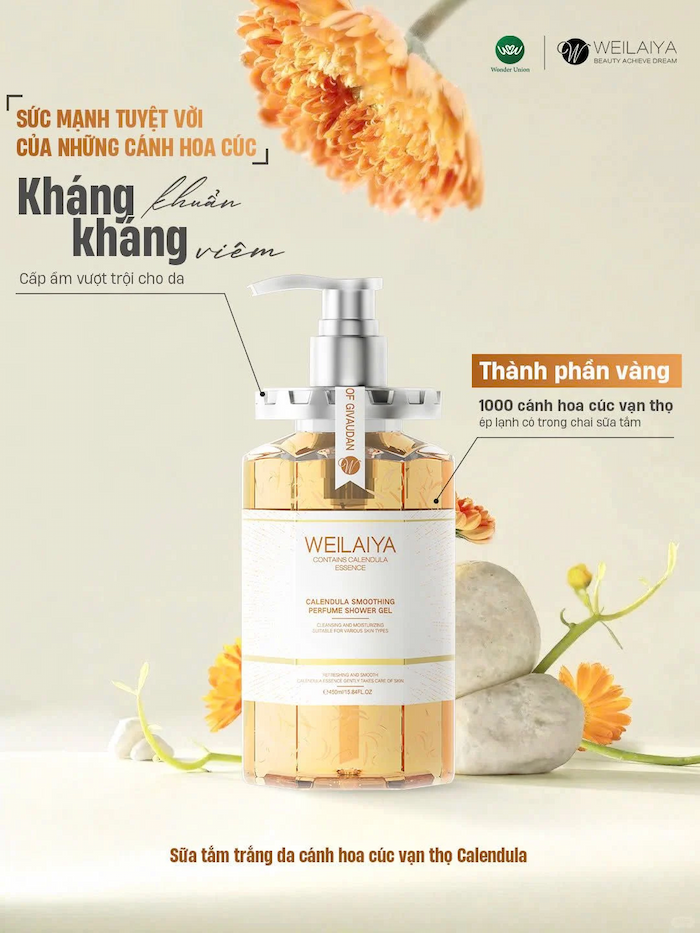 Sữa Tắm Trắng Da Cánh Hoa Cúc Vạn Thọ Weilaiya