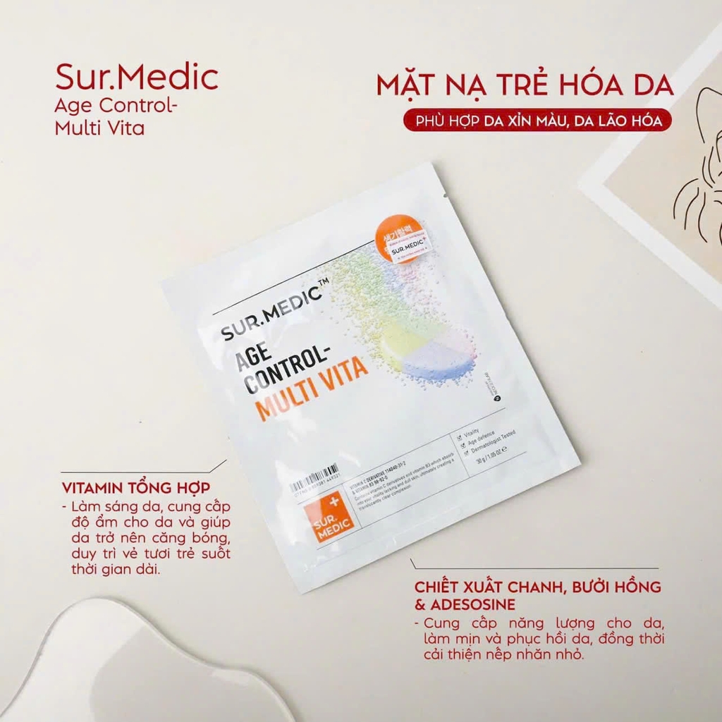 Mặt Nạ Căng Bóng Sur.Medic+ Cung Cấp Multi Vitamin 30g Age Control Multi Vita Mask 30g