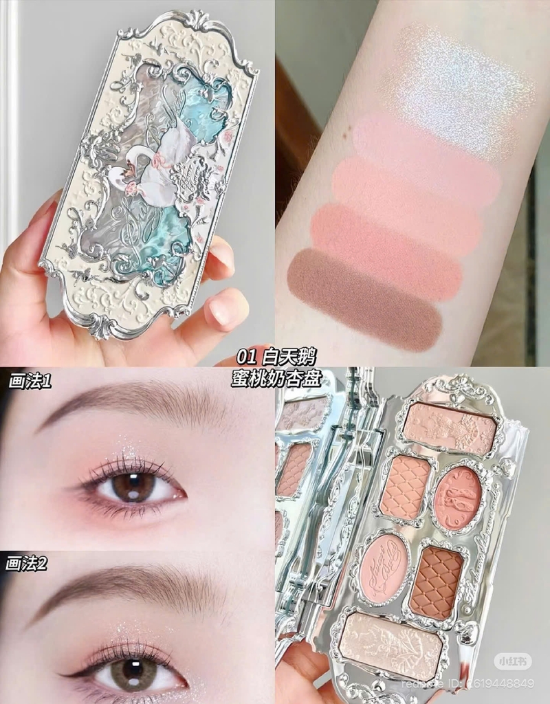 Bảng Phấn Mắt Sáu Màu Hình Thiên Nga Flower knows  Swan Ballet Six-Color Makeup Palette