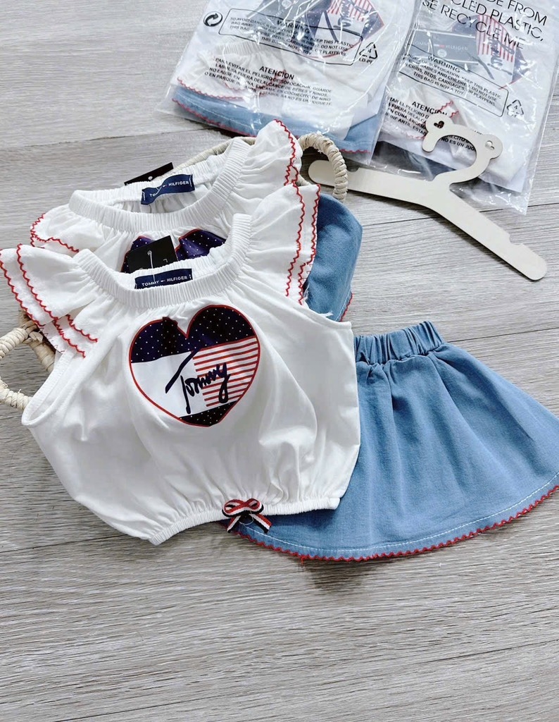 SET ÁO TAY CÁNH TIÊN CV JEAN BÉ GÁI SẴN(Xả 69k)