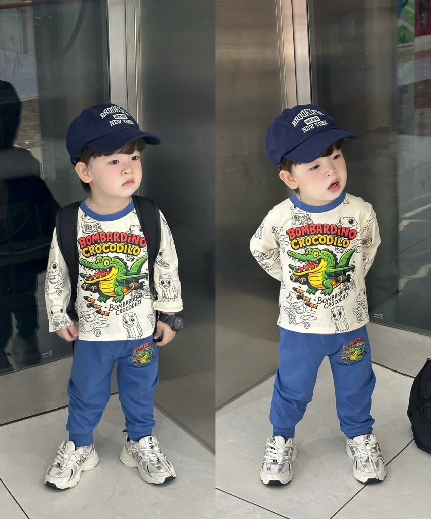 SET 2 BỘ DÀI CÁ SẤU QUẦN DƯƠNG NÂU BÉ TRAI SẴN