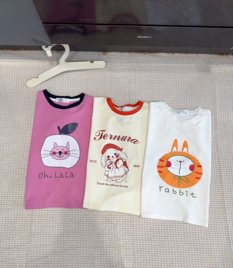 SET 3 ÁO PULL THỎ TONE BE TÍM TRẮNG BÉ GÁI SẴN