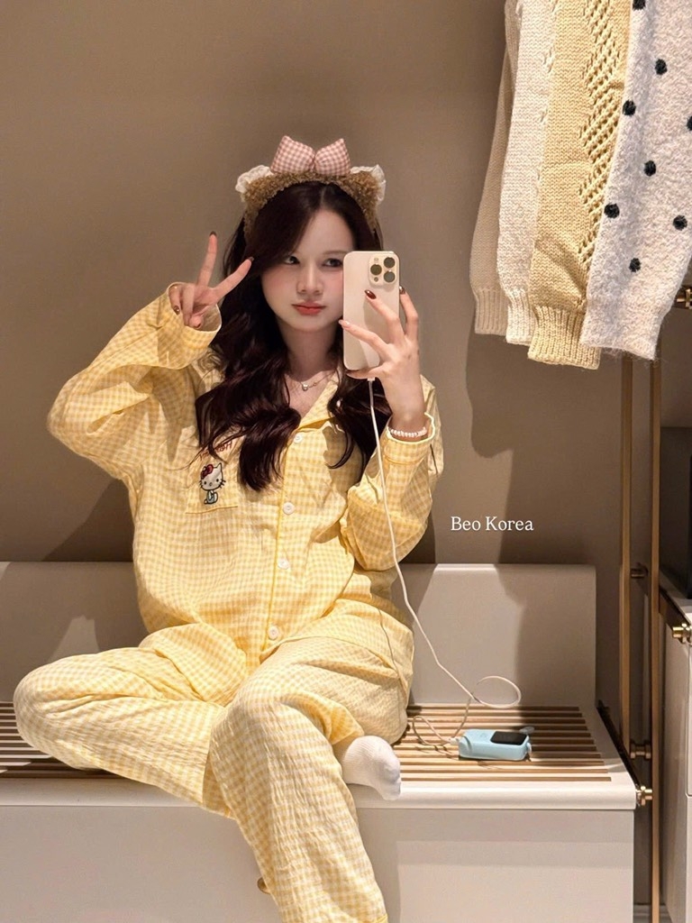 SET PIJAMA DÀI HELLO KITTY XINH XẮN NỮ THU ĐÔNG