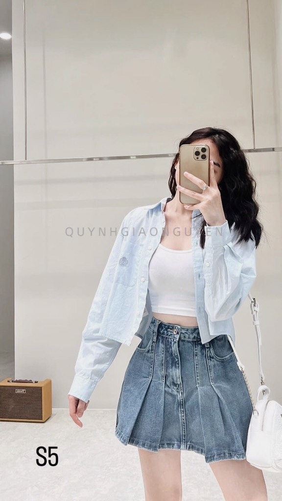 CHÂN VÁY BÒ XẾP LY TRƯỚC SẴN