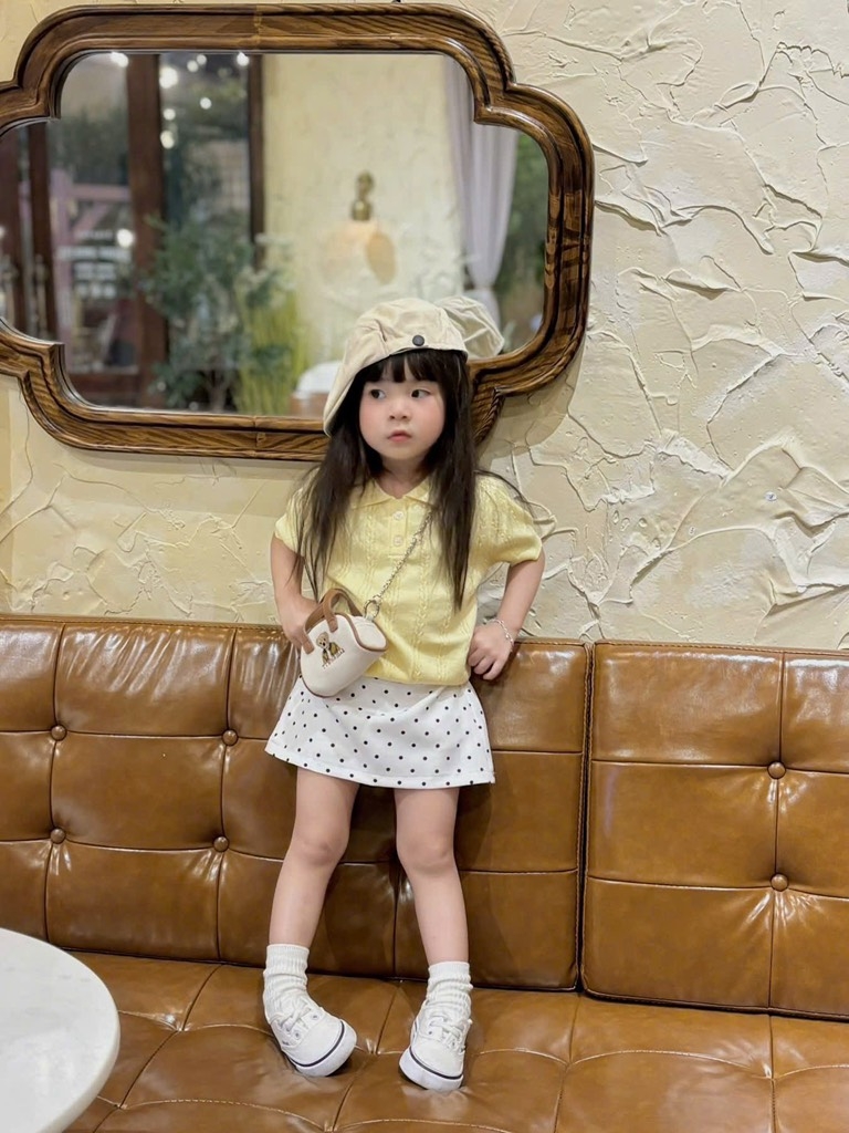 ÁO LEN POLO CỘC TAY BÉ GÁI