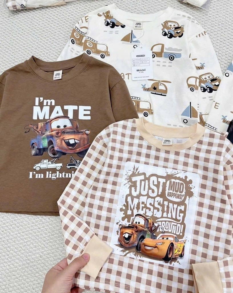SET 3 BỘ DÀI BÉ TRAI TRẮNG KẺ NÂU