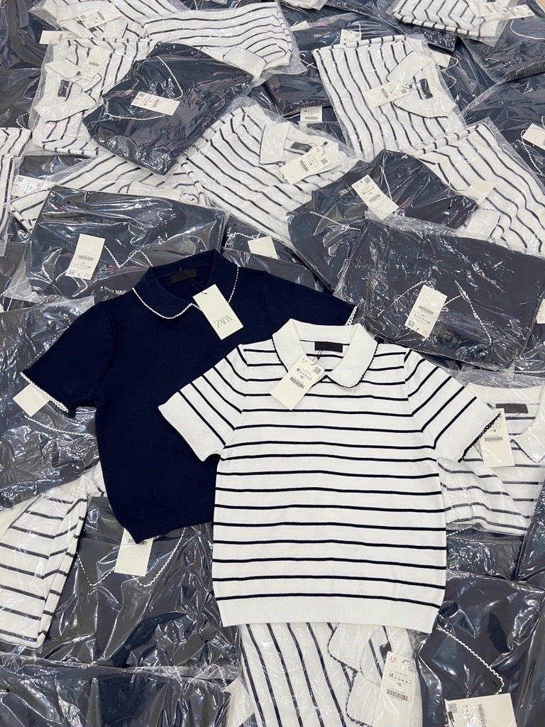 ÁO POLO DỆT VIỀN REN ZARA NỮ