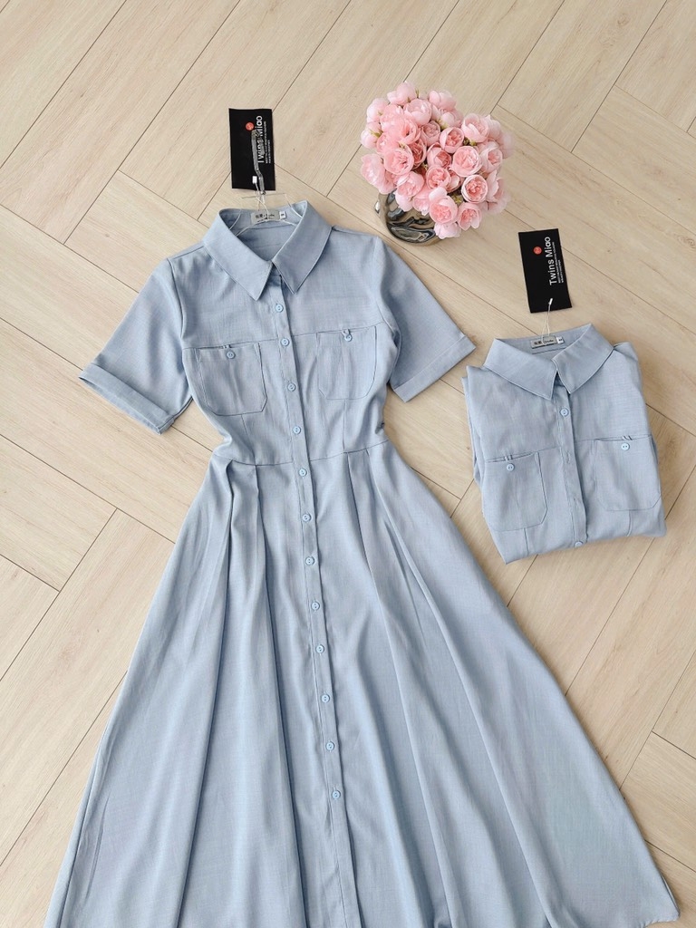 VÁY LI DÁNG DÀI TÚI NGỰC TAY LV NỮ SẴN