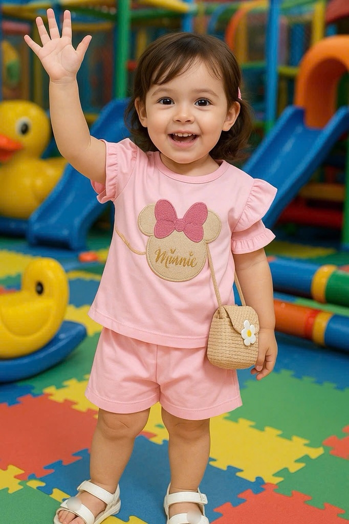 SÉT BỘ MINNIE THÊU ĐÁP LÔNG NỔI BÉ GÁI