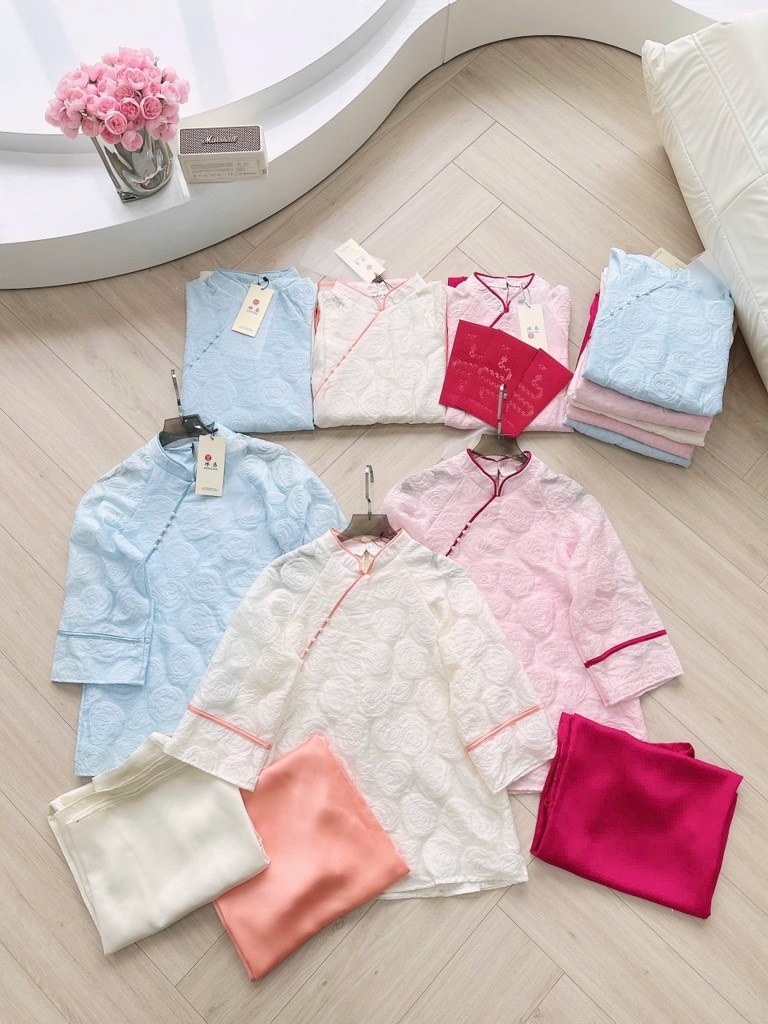 SET PHÁP PHỤC HOA HỒNG VIỀN 2 LỚP NỮ SẴN (SALE 139k)