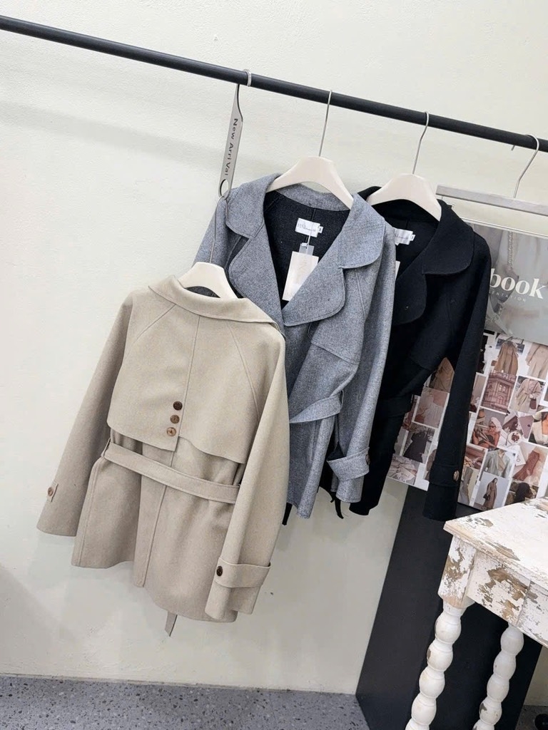 ÁO KHOÁC DẠ DÁNG CHÙM MÔNG NỮ THU ĐÔNG