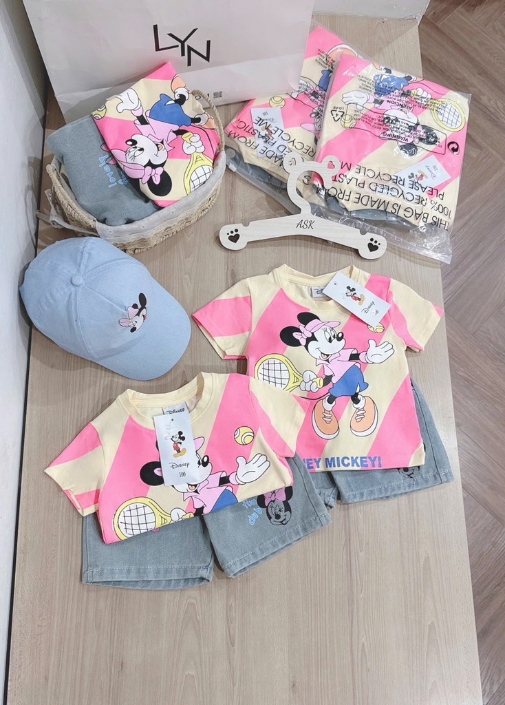 SET CHUỘT MICKEY DISNEY CỰC CHẤT KÈM MŨ BÉ GÁI(XẢ 75k)