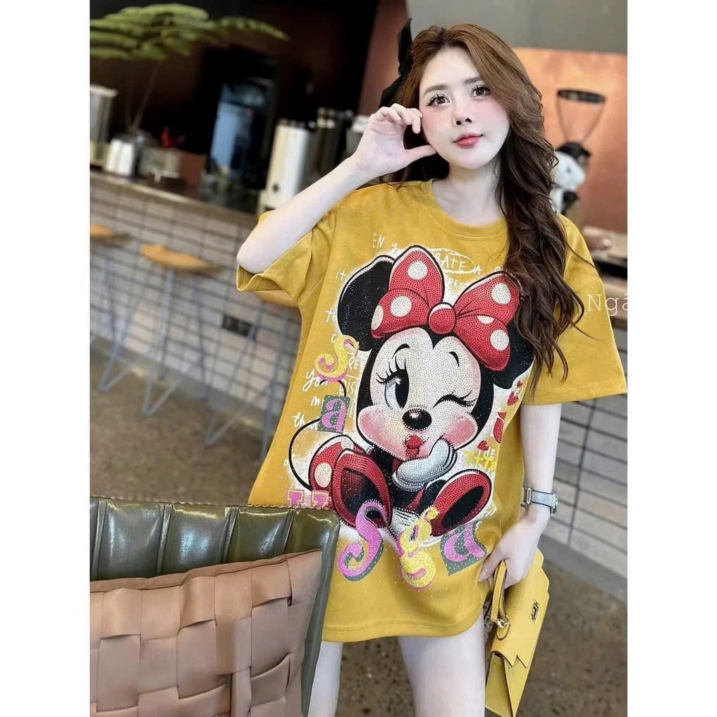 ÁO PHÔNG VÀNG FORM RỘNG HÌNH MICKEY TO NỮ SẴN
