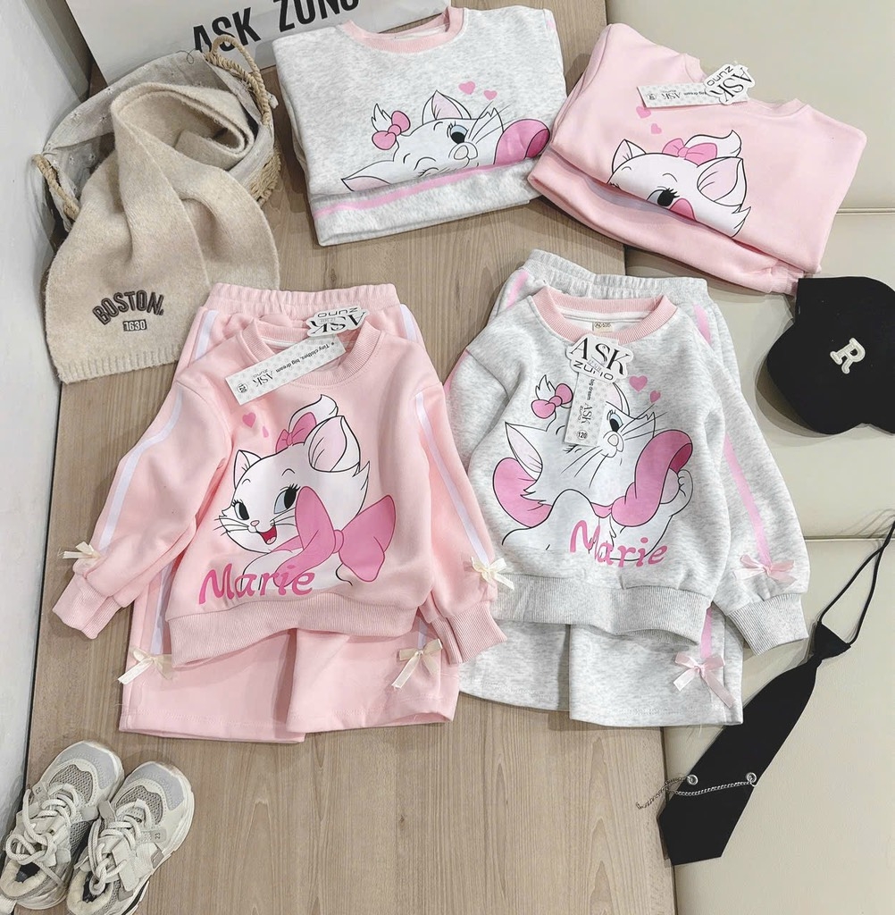 BỘ DÀI NỈ HAI DA MÈO MARIE HỒNG XÁM BÉ GÁI