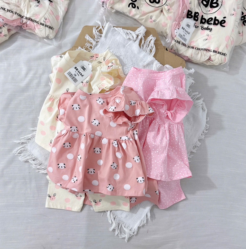 SET 3 BỘ BABYDOLL THỎ GẤU BE HỒNG BÉ GÁI( xả 145k )