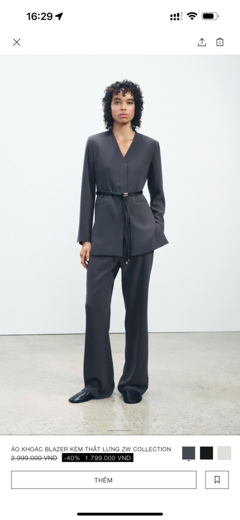 ÁO VEST NỮ ZARA KÈM ĐAI THU ĐÔNG SẴN