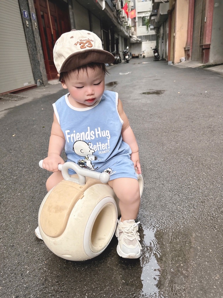 SET 2 BỘ BA LỖ SNOOPY TONE XANH TRẮNG BÉ TRAI