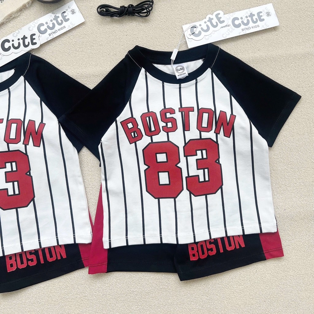 SET BỘ COTTON ĐEN PHỐI SỌC BOSTON 83 CHO BÉ TRAI