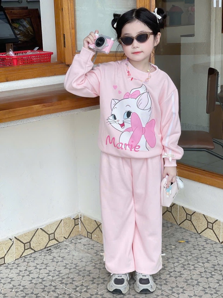 BỘ DÀI NỈ HAI DA MÈO MARIE HỒNG XÁM BÉ GÁI