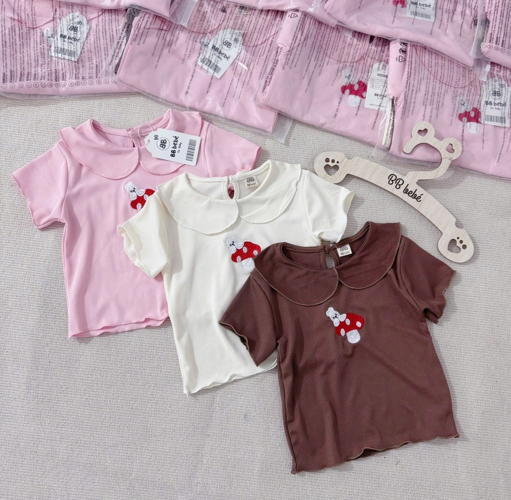 SET 3 ÁO CỔ SEN THÊU NẤM BÉ GÁI SẴN (SALE 59k)