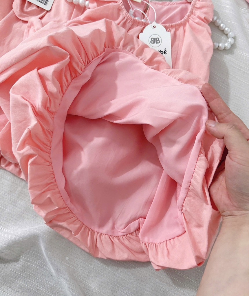 VÁY HỒNG ĐÍNH NƠ BÉ GÁI