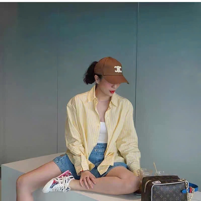 ÁO SƠ MI KẺ Z.ARA LI EO MẶC 2 KIỂU NỮ SẴN