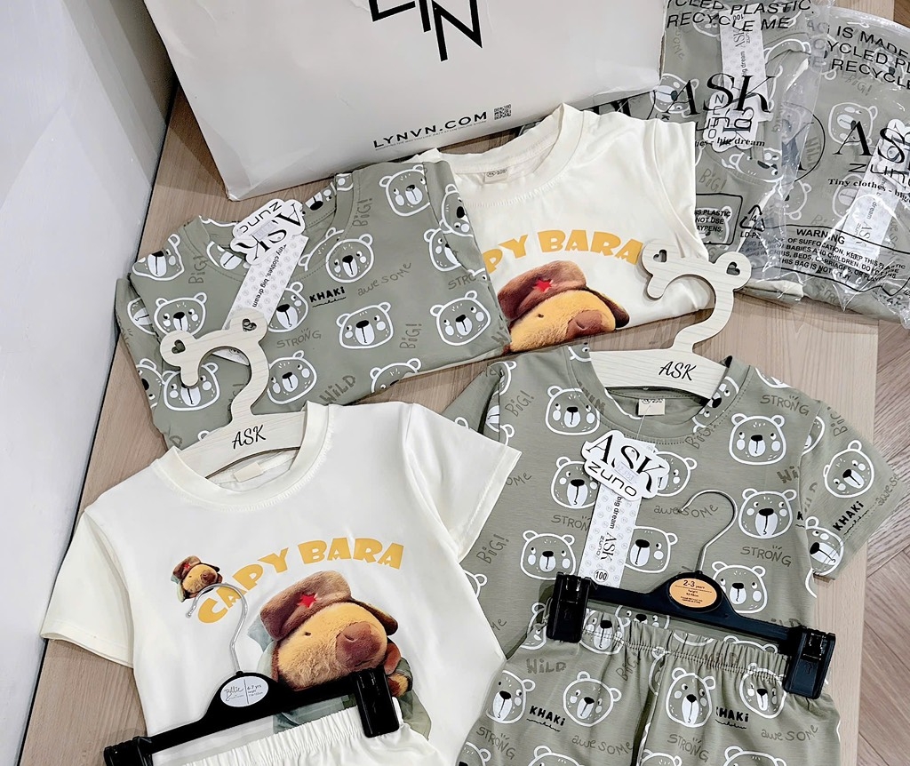 SET 2 BỘ CAPY BARA BÉ TRAI SẴN (SALE 103k)