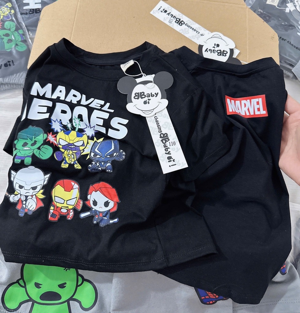 BỘ MARVEL HERO ĐEN GHI SIÊU CHẤT BÉ TRAI SẴN(XẢ 49k)