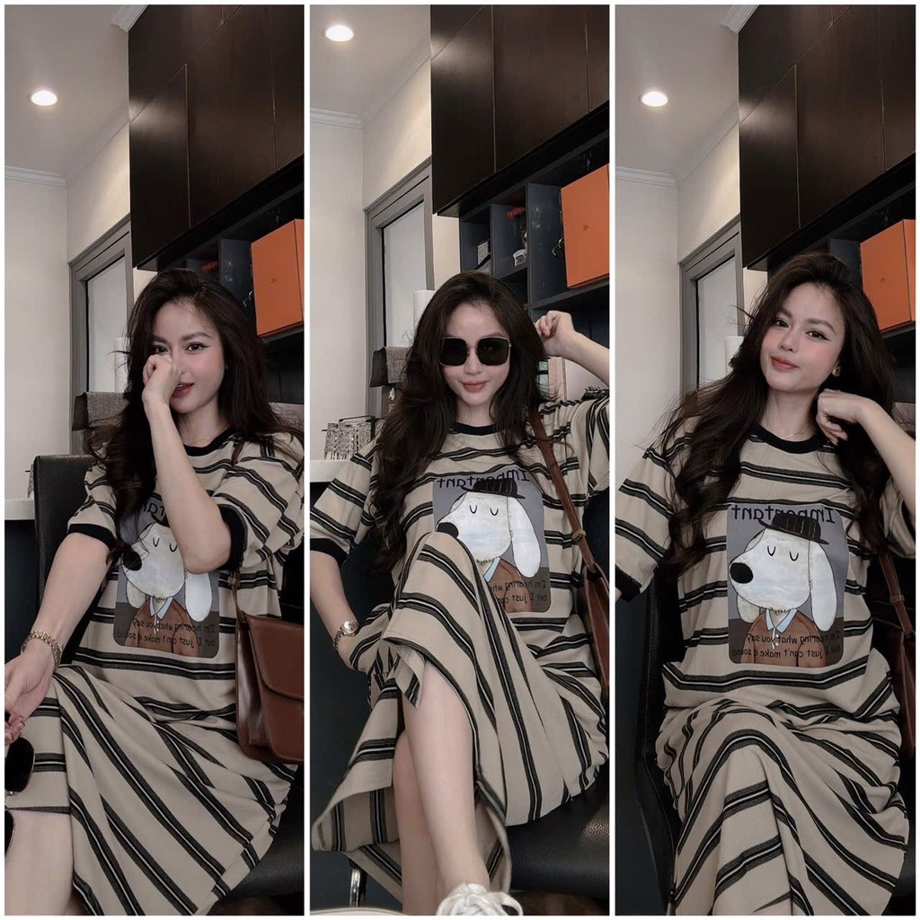 VÁY KẺ HOẠ TIẾT CHÓ NỮ