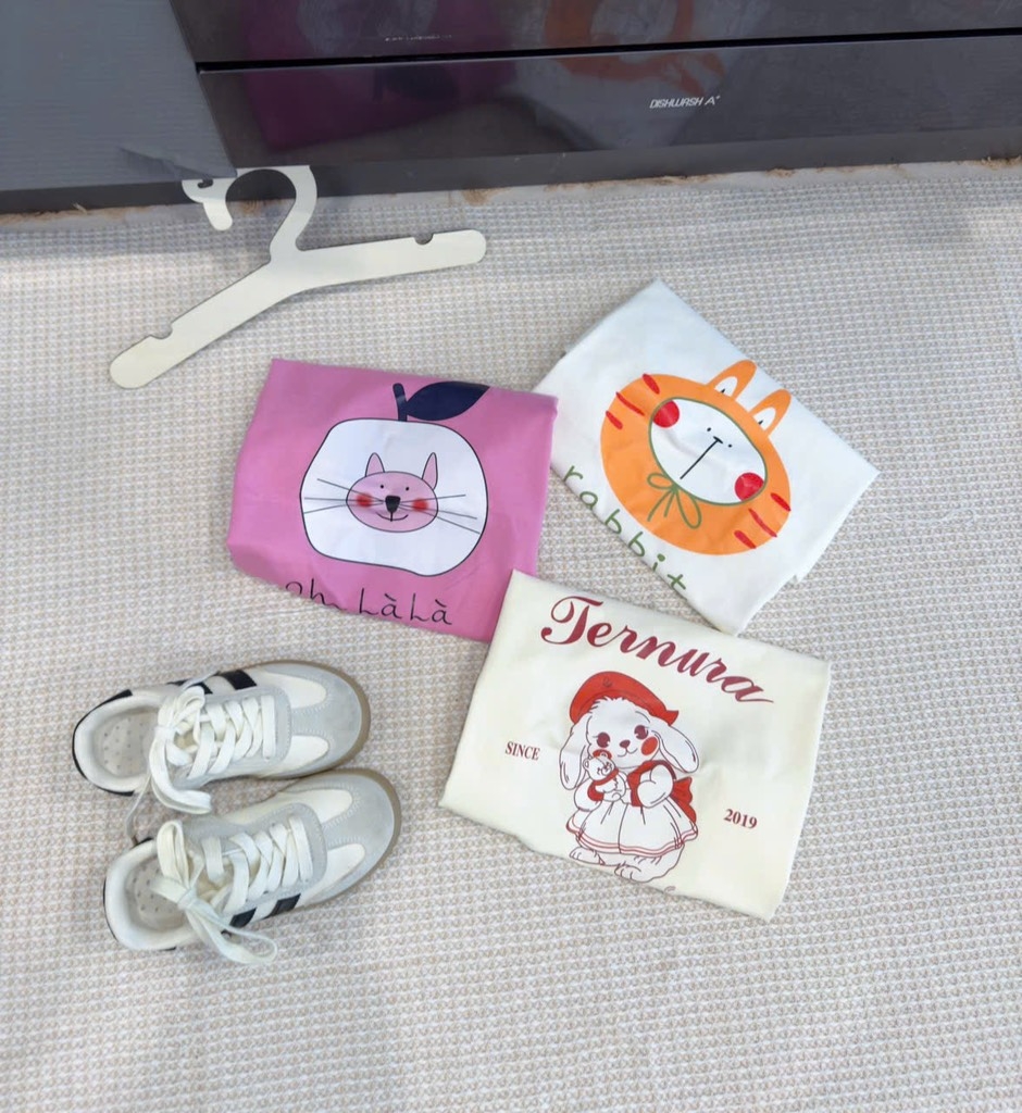 SET 3 ÁO PULL THỎ TONE BE TÍM TRẮNG BÉ GÁI SẴN