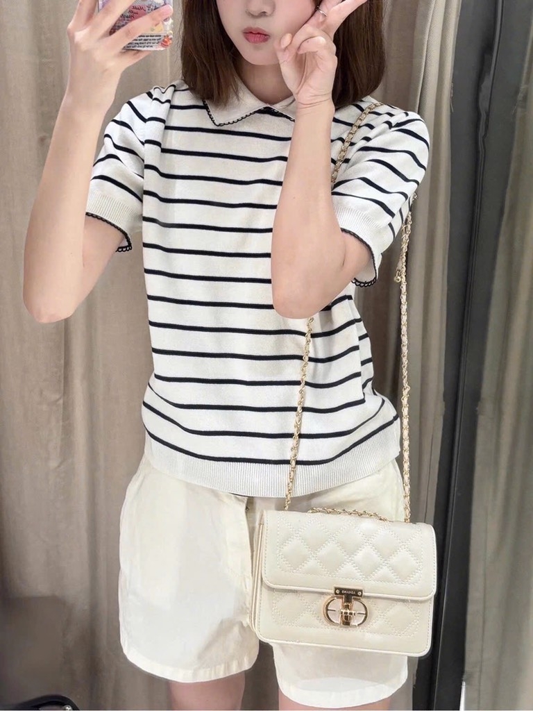 ÁO POLO DỆT VIỀN REN ZARA NỮ