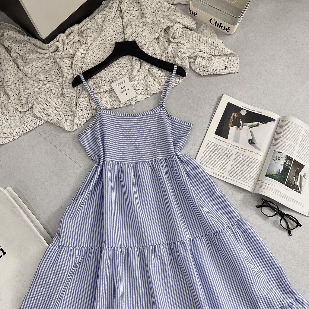 VÁY 2S MAXI KẺ SIU HOT (Xả 60k)