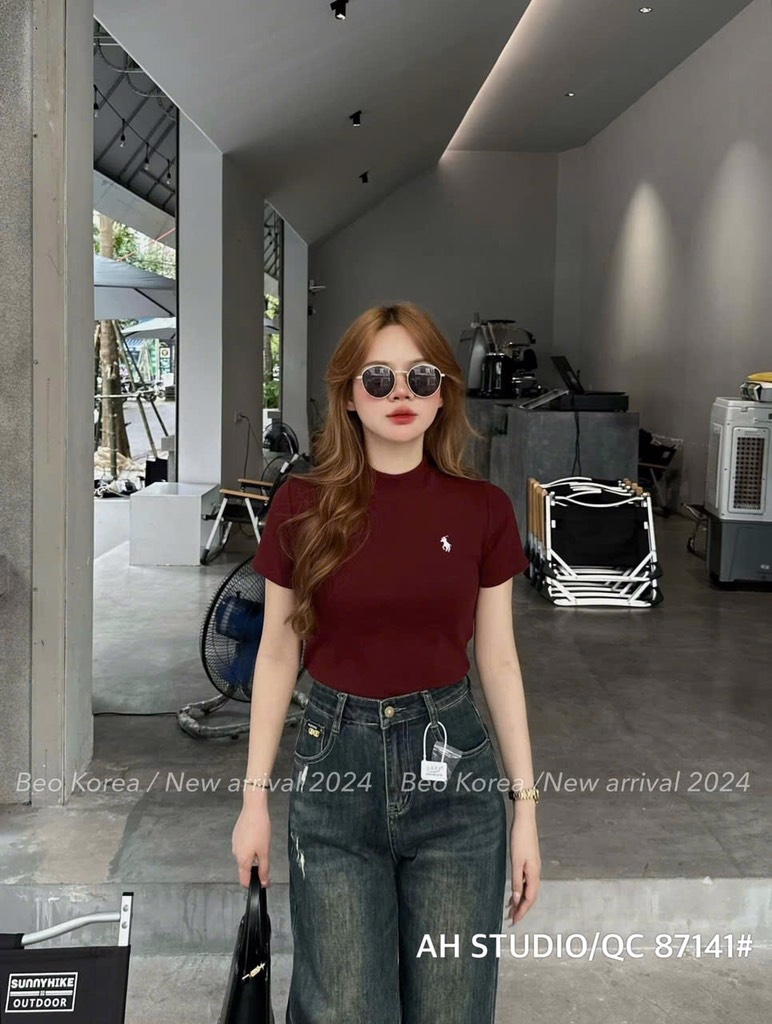 SET 3 ÁO ZIP CỔ TRÒN THÊU NGỰA NỮ ĐEN TRẮNG ĐỎ RƯỢU NEW 2025