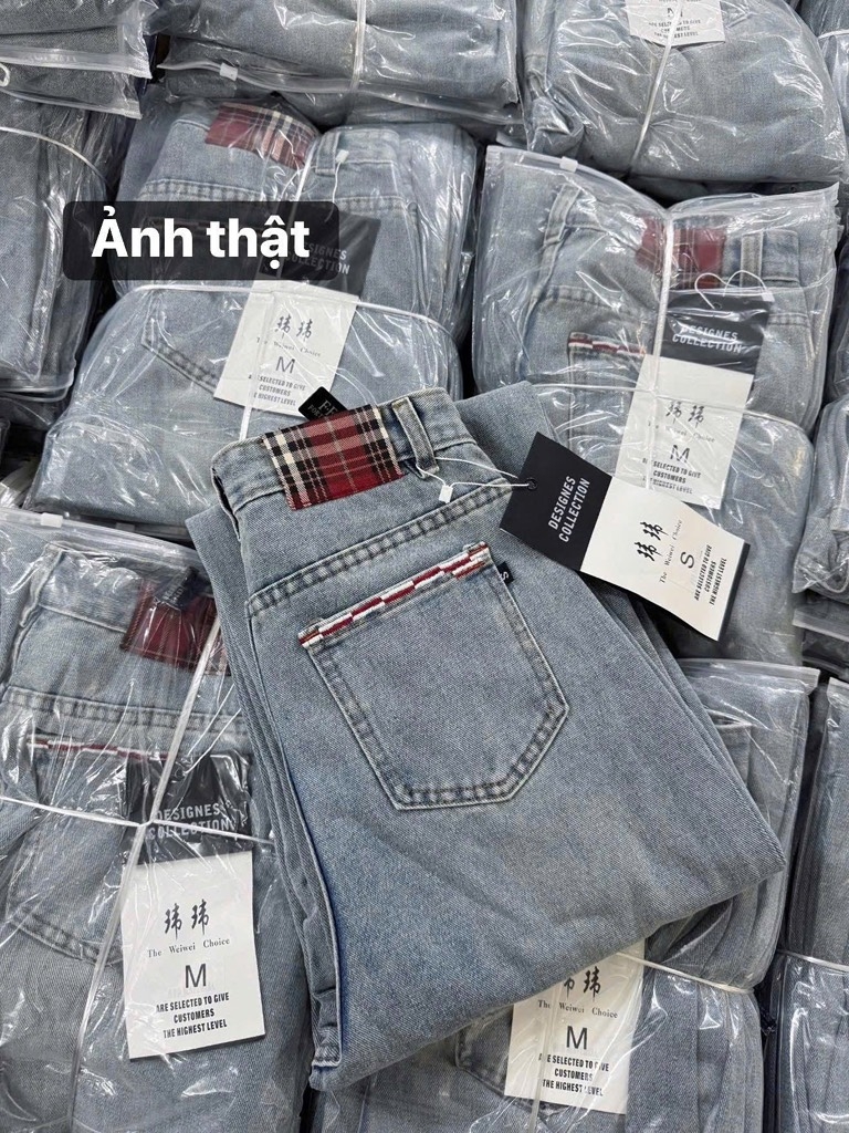 QUẦN BÒ NỮ XANH MÁC KẺ ĐỎ SẴN (SALE 99k)