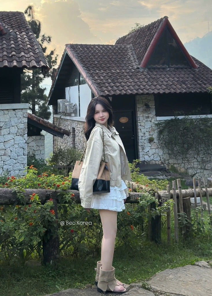 ÁO KHOÁC KAKI HÀN QUỐC CỔ ĐỨC NỮ THU ĐÔNG SẴN