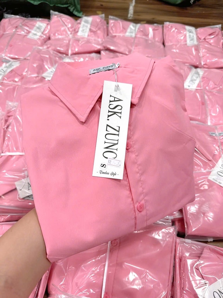 ÁO SƠ MI HỒNG DÀI TAY NỮ SẴN (sale 50k)