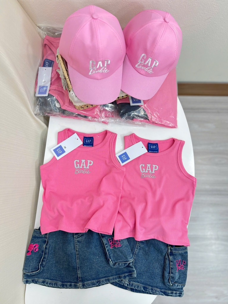 SET ÁO SÁT NÁCH GAP HỒNG CV BÒ KÈM MŨ BÉ GÁI SẴN(XẢ 70k)