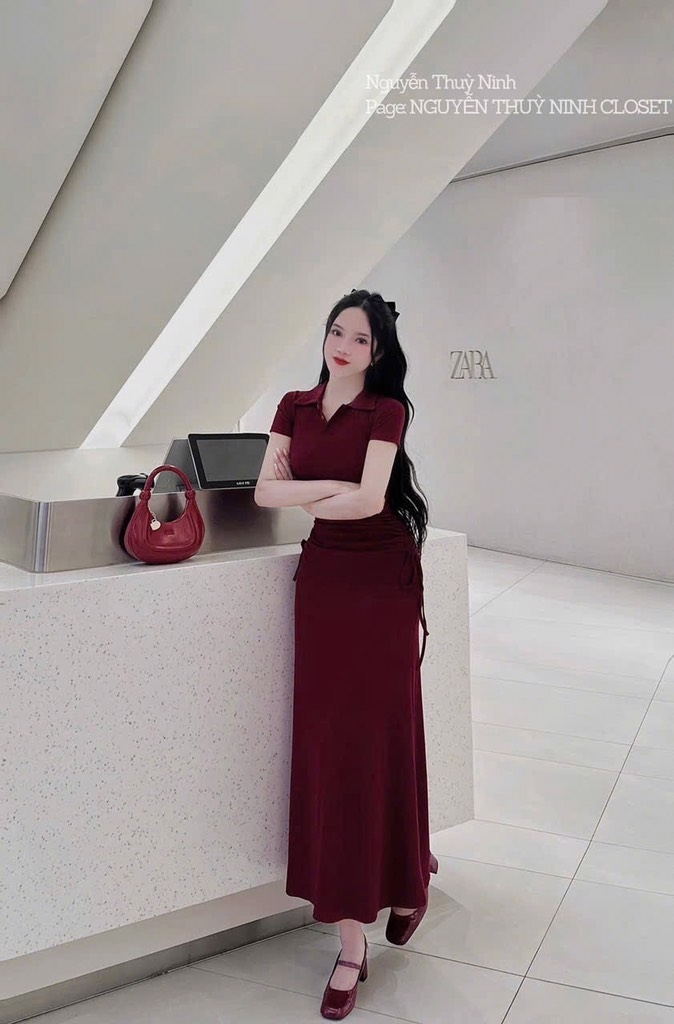 VÁY DÍP DÚT SƯỜN DÁNG DÀI NỮ